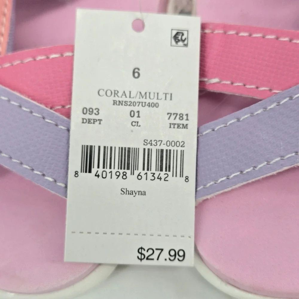 See Kai Run Basics Shayna Coral Multi Toddler Water Sandals Shoes Size 6 NWT